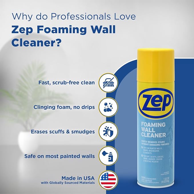Zep Foaming Wall Cleaner - 18 oz (Case of 4) ZUFWC18 - Removes Stains Without Damaging Finishes