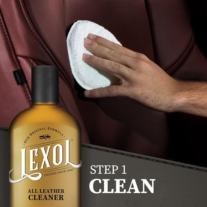 Leather Cleaner & Conditioner Kit by Lexol for Furniture, Car Interior, Shoes, Handbags, Includes 2 Application Sponges, Two-Step System, 16 Oz Each