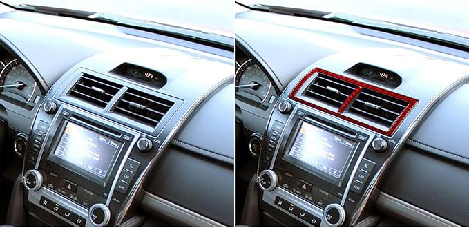 Real Carbon Fiber Trim for Toyota Camry Accessories | for 2012 2013 2014 Dashboard Central A/C Outlet Vent Panel Interior Thick Overlay Decal