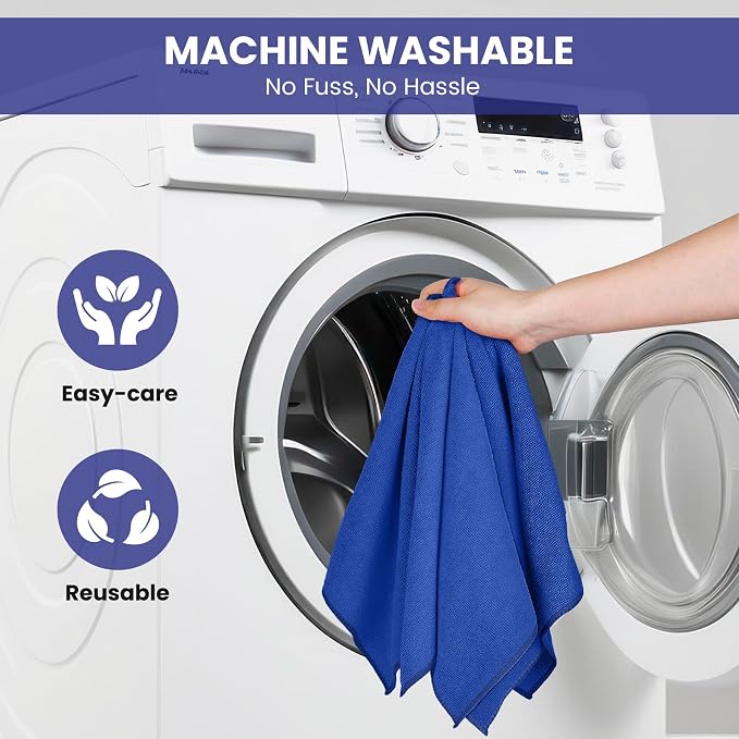 SIFANGKE Microfiber Cleaning Cloth, 12 Pack RoyalBlue Cleaning Rags for Housekeeping, Reusable Microfiber Towels for Car, Kitchen, Bathroom and Household Cleaning Supplies, 11.8"X11.8"
