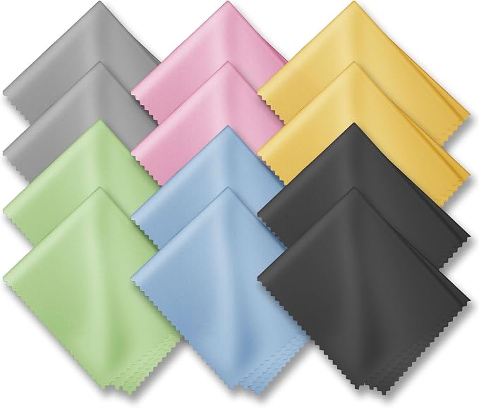 Glasses Cleaning Cloths(12 pcs),Microfiber Eyeglass Cleaner Cloth, Lens Wipes Cloth for Cleaning Eyeglasses, Cell Phones, Screens, Lenses, Electronics and All Delicate Surface