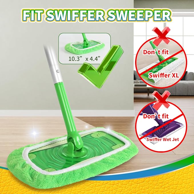AmaVins Reusable 100% Coral Fleece Mop Pads Compatible with Swiffer | 3 Pack, Wet and Dry Flat Cover, Washable Wet Pads Refill, For Surface/Hardwood Floor Cleaning, Mop is Not Included