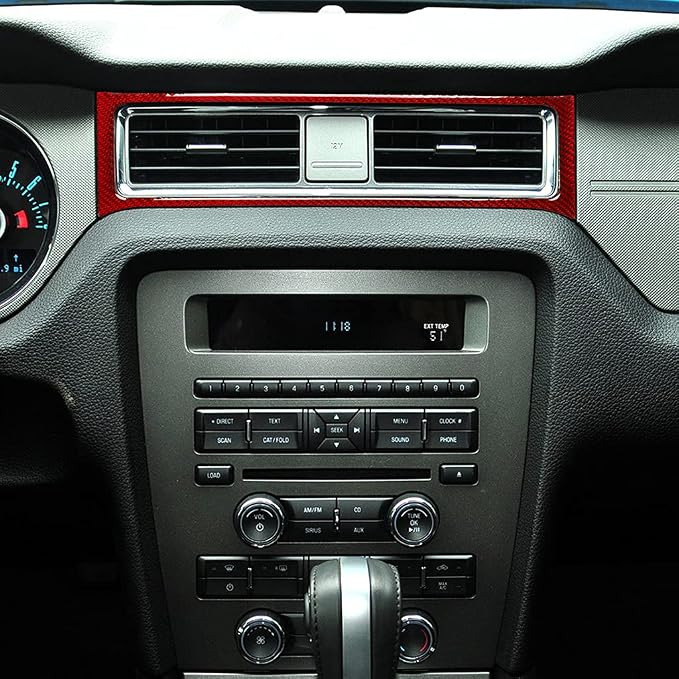 Real Carbon Fiber Trim for Ford Mustang Accessories | for 2009 2010 2011 2012 2013 2014 Central Console Dashboard Air Outlet Vent Interior Thick Overlay Decal