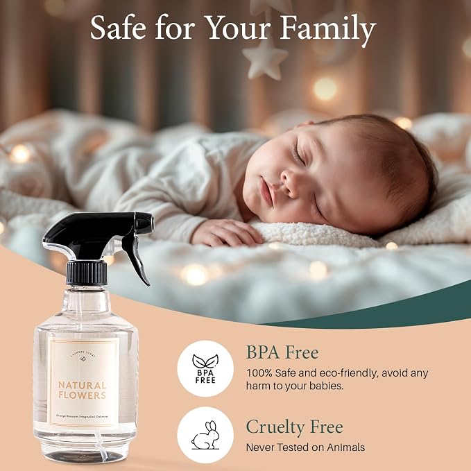 Chakra Freshener Fabric Spray - Long-Lasting Multi-Purpose Laundry Scent for Bedding, Clothes & Home Fabric Deodorizer, Luxury Room Deodorizer, Linen Spray w/Trigger, 16.9 fl oz, Natural Flowers