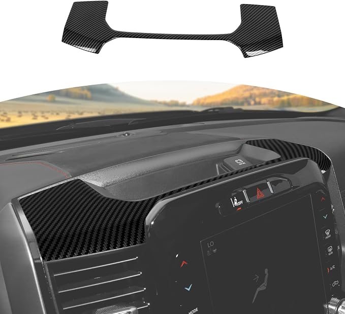 for RAM TRX Center Dashboard Storage Bin Trim Cover Fit for RAM TRX 2018-Present Black Carbon Fiber Interior Accessories