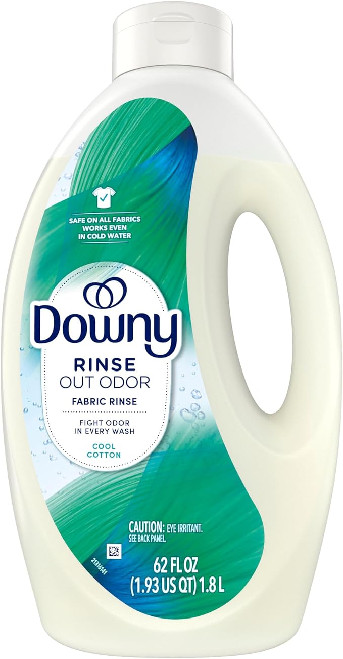 Downy Rinse Laundry Odor Remover, Cool Cotton Scent, 62 fl oz, Fabric Softener and Laundry Odor Removal Rinse, Fights Odors at the source, HE Compatible