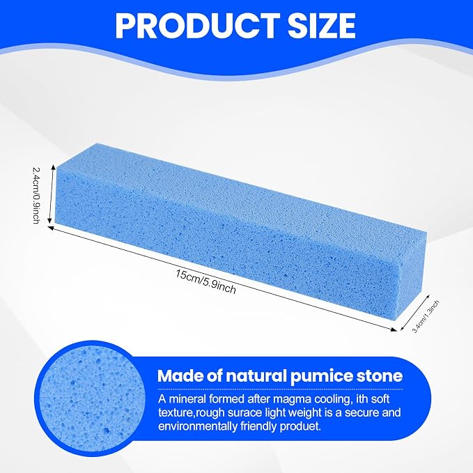 6 Pack Pumice Stone Toilet Bowl Cleaner, Pumice Stone for Cleaning Blue | Scouring Stick Removes Hard Water Ring & Rust Stain, Easy to Shape Powerfully Cleans Toilets, Ceramic, Grill, Tub, Pool, Sink