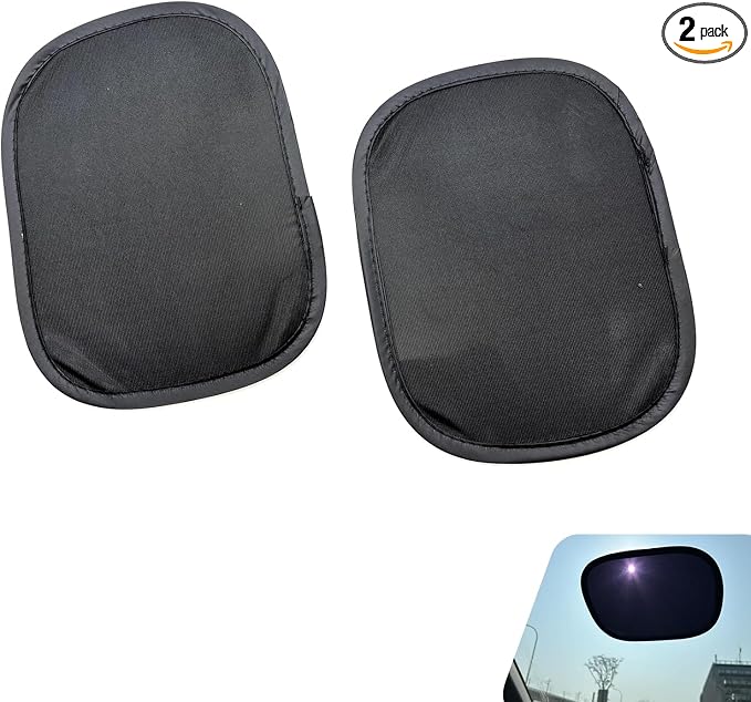 2 PCS Static Cling Car Window Shades, Mini Nylon Mesh Static Windshield Sun Shade, 9.25 x 6.7In Reusable Side Window Shield, Universal Sun Glare Protection Accessories (Black)