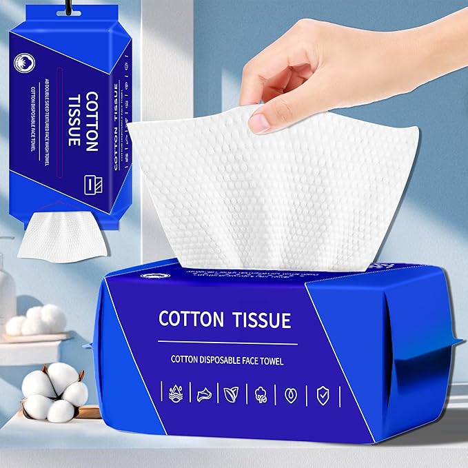 100 Count Face Towels Disposable (2 Pack) | Ultra Thick & Lint-Free disposable washcloths, Ideal for Sensitive Skin, Daily Skincare & Makeup Removal