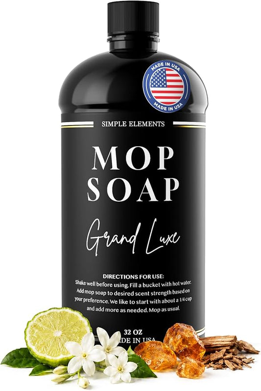 Luxury Mop Soap – Highly Scented Floor Cleaner, Concentrated Formula, No Streaks, Residue or White Cast, Floor Cleaning For Tile, Sealed Hardwood, Laminate, Vinyl and Stone – Grand Luxe 32 oz