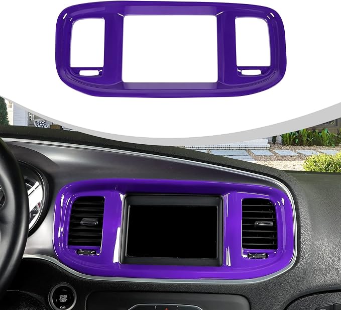 JWWY Charger Center Consoles Dash Board Trim Dashboard DVD Navigation Screen Frame Instrument Cover Trim for 2015-2024+Dodge Charger Interior Accessories Purple