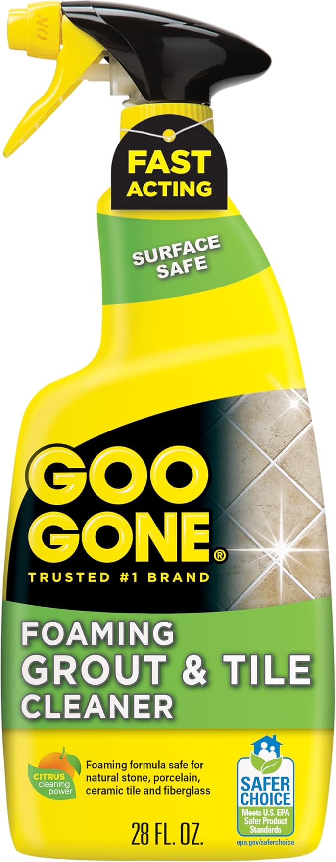 Goo Gone Grout & Tile Cleaner - 28 Ounce - Removes Tough Stains Dirt Caused By Mold Mildew Soap Scum and Hard Water Staining - Safe on Tile Ceramic Porcelain