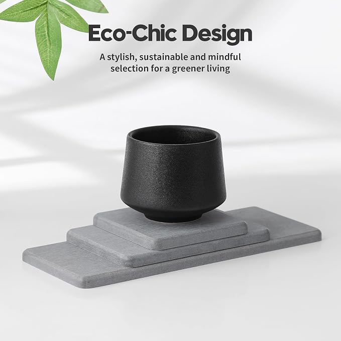 Razborci 3PCS Bathroom Sink Vanity Trays, Quick Stone Drying Mat Dish Soap Dispenser Sponge Holder for Kitchen Counter, Diatomaceous Earth Water Absorbing Caddy Organizer, Light Grey