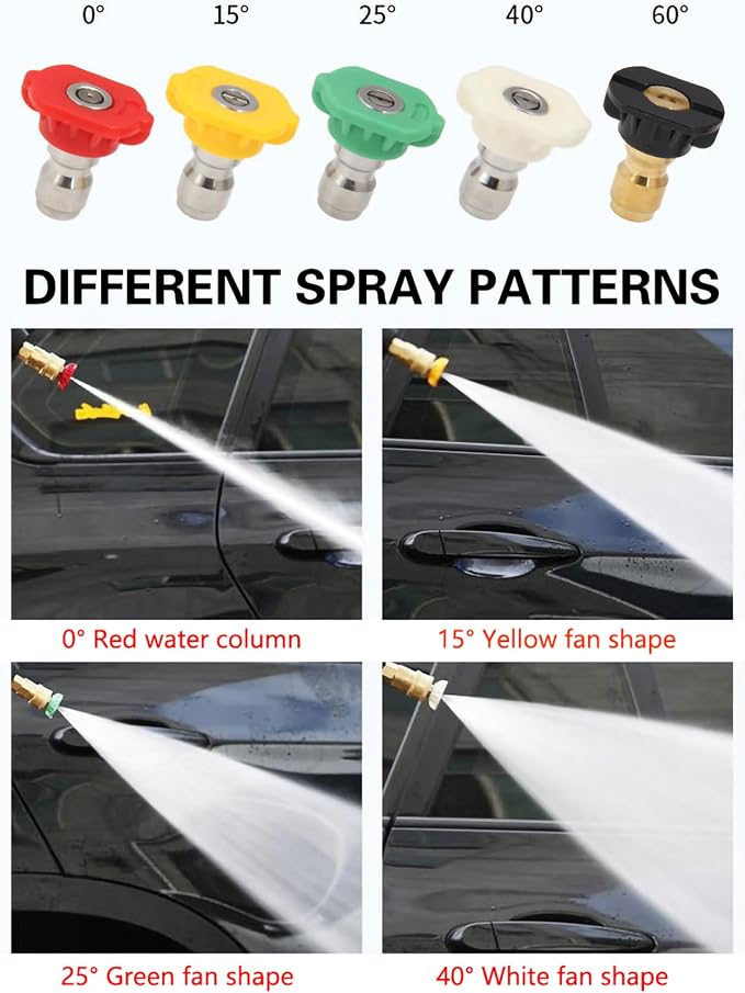 Turbo Nozzle Pressure Washer Tips,4000 PSI 4.0 GPM 4.0 Orifice,with 5 Pieces Spray Tips Kit Multiple Degrees(0, 15, 25, 40, 65 Degrees) (Black-Single nozzle)