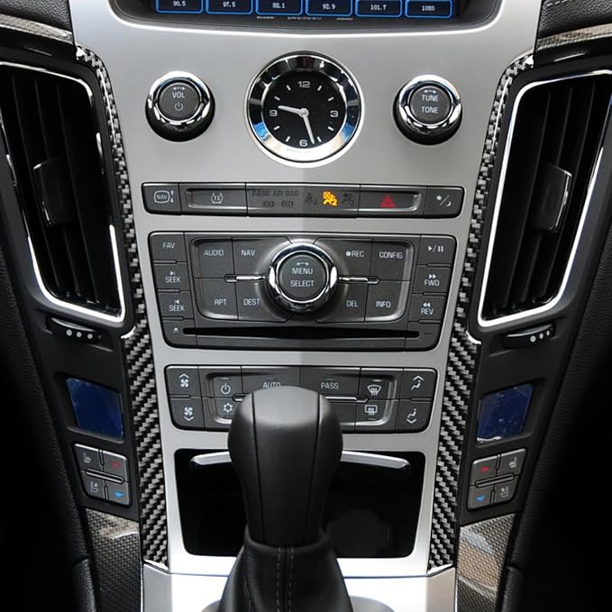 Real Carbon Fiber Trim for Cadillac CTS Accessories | for 2008 2009 2010 2011 2012 2013 Center Console Side Strip Sticker Interior Thick Overlay Decal