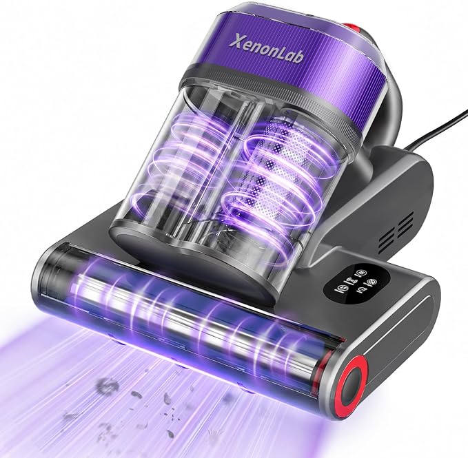 Mattress Vacuum Cleaner, 18000Pa Bed Vacuum Cleaner, 275nm UV-C Light & Ultrasonic 140°F Heat with High-Speed Deep Tapping, Versatile Handheld Vacuum for Bed, Sofa, Couch, Crib（Corded）