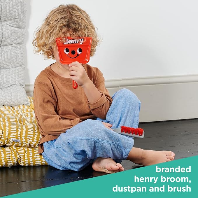 Casdon Henry Brush Set | Child-Friendly Cleaning Toy Set for Ages 3+ | Fun & Educational | Includes Broom, Brush, Dustpan!