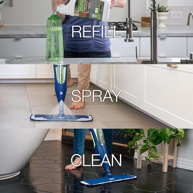 Bona Multi-Surface Floor Cleaner Refill - 128 fl oz - Unscented | Refill for Bona Spray Mops and Spray Bottles - Residue-Free Cleaning Solution for Stone, Tile, Laminate, and Vinyl Floors