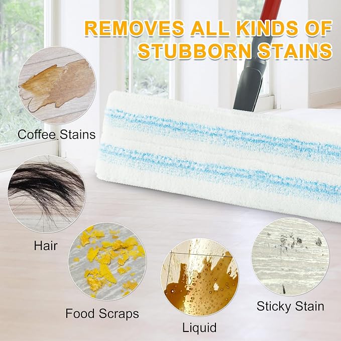 Mop Pads for OCedar H2prO Flat Mop System, 6 Pack Mop Heads Replacements for Ocedar H2prO Flat Mop, Microfiber Reusable Machine Washable Durable Long-Lasting Mop Refills Safe on Various Floors