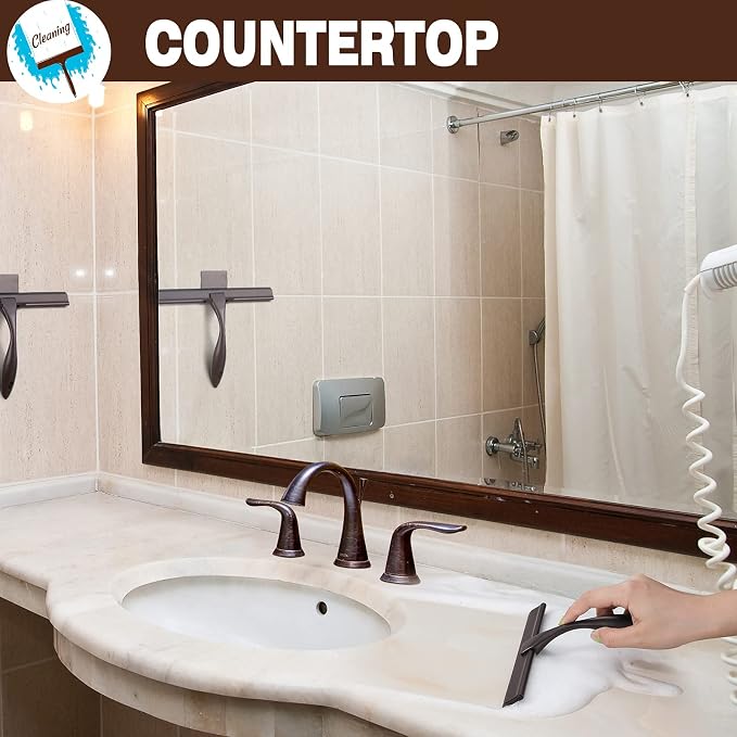 NETANY Shower Squeegee, 12-Inch Bronze Squeegee, All-Purpose Stainless Steel Squeegee for Bathroom, Shower Doors, Mirrors, Tiles and Car Windows - 100% Streak Free