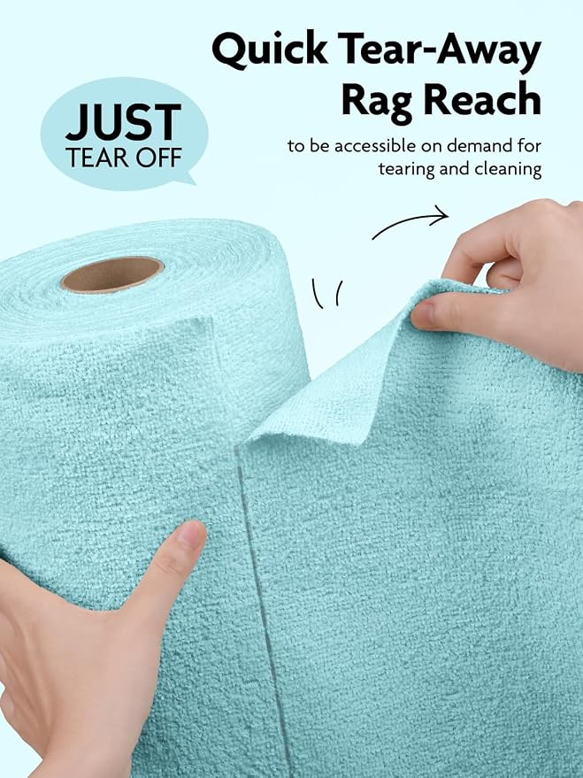 Fantasticlean Microfiber Cleaning Cloth Roll- 75 Sheets, 12" x 12" (Blue) | Super Absorbent, Lint-free, Tear-away Microfiber Towel Roll, for All-Purpose Cleaning, Reusable Alternative to Paper Towels