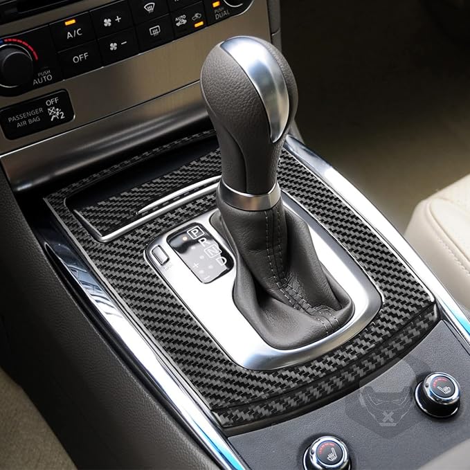 Real Carbon Fiber Trim for Infiniti Accessories | for G37 G25 Q60 Q40 X 2011-2015 Sedan Coupe Convertible Center Console Gear Shift Panel Interior Thick Overlay Decal - A