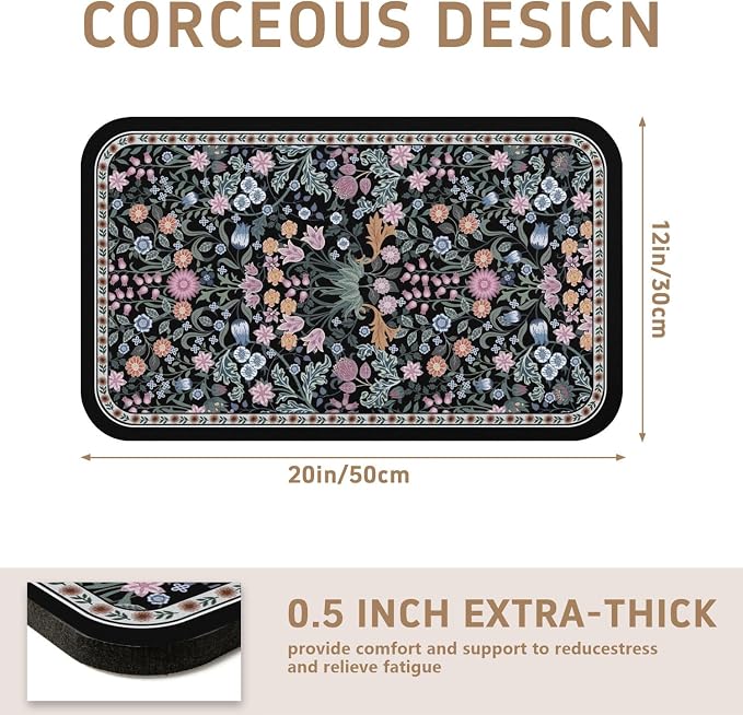 Dish Drying Mat for Kitchen Counter 12x20 Inch, Boho Quick Dry Coffee Mat | Made of super absorbent diatomite that quick dries dishes, coffee machine & sink area. Non-slip rubber base for countertop