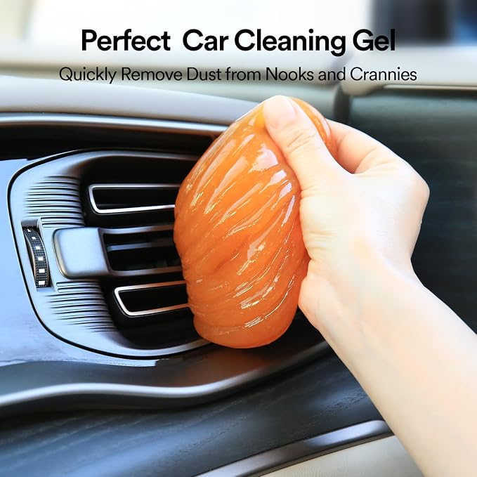 PULIDIKI Car Cleaning Gel Detailing Putty Car Slime Cleaner | Car Interior Cleaner Car Cleaning Supplies Auto Cleaning Kits Car Putty Car Accessories Blue Orange (2Pack)