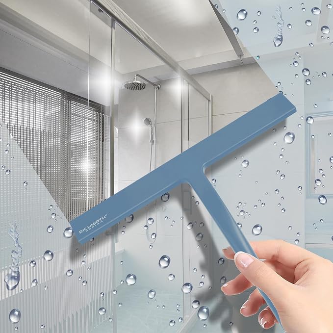 Shower Glass Cleaner Squeegee, 9 Inch Width Silicone Bathroom Squeegee for Shower, Glass, Car Window, Mirror - Green