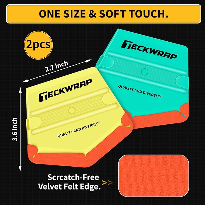TECKWRAP Felt Squeegee for Vinyl Wrap Window Tint, V-Shape, Soft/Med | Pro Car Wrap Tool Kit with 2 Hardness Levels Scratch-Free Tool for PPF, Decal, Inkjet Sticker Paper & Wallpaper DIY Projects