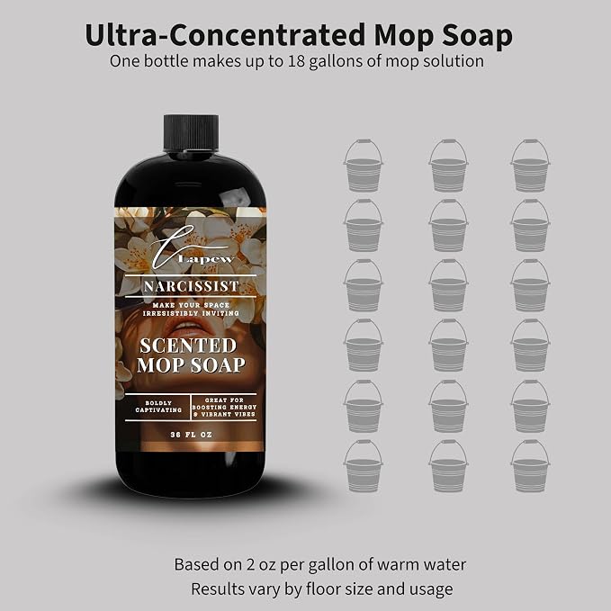 Lapew Narcissist Scented Mop Soap - Luxury Floor Cleaner Concentrate for Mopping Tile, Laminate, Vinyl & Hardwood | Streak-Free, Low-Foam | 36 oz