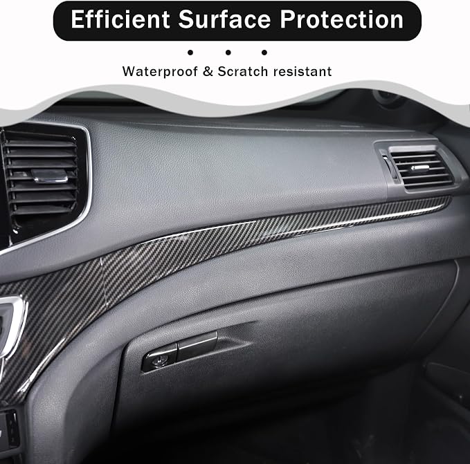 Center Console Dashboard Panel Strip Trim for Honda Pilot 2016-2022 Interior Decorative Cover Protector Accessories Anti Scratch ABS Material (Carbon Fiber Pattern)