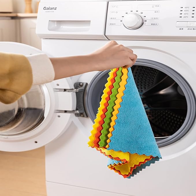 Microfiber Cleaning Cloth, 24 Pack Highly Absorbent Cleaning Rags, Reusable Lint Free Cloths Microfiber Rag for House, Kitchen, Car Care, 11 x12 inch, Multicolor