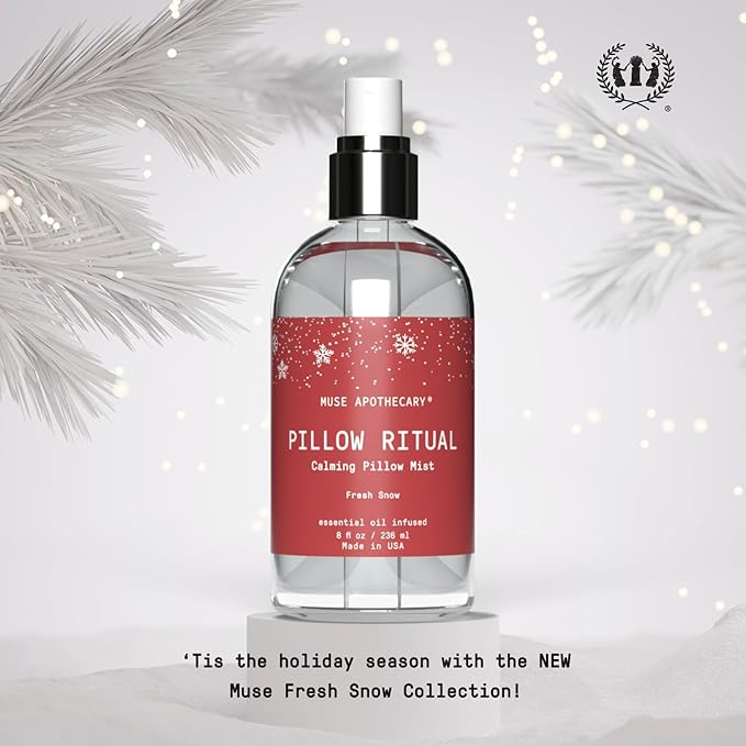 Muse Apothecary Pillow Ritual - Aromatic, Calming and Relaxing Pillow Mist, Linen and Fabric Spray - Infused with Natural Aromatherapy Essential Oils - 8 oz, Fresh Snow, 2 Pack