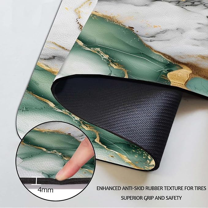 MCALK Marble Green Dish Drying Mat for Kitchen Counter, Luxurious Marble Texture Dish Drying Pad with Anti-Slip Rubber Base, Absorbent Kitchen Sink Mat with Modern Art Decor (1 pc 18" x 16")