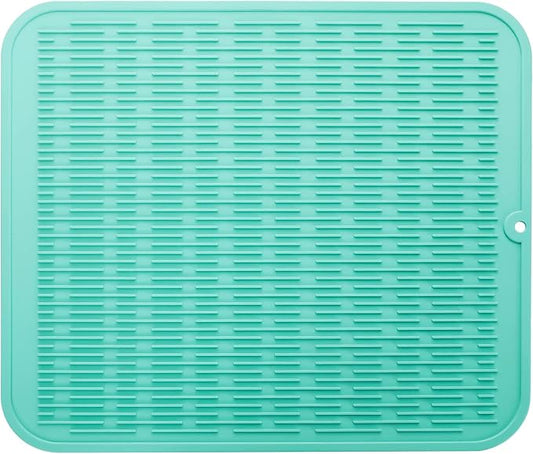 MicoYang Silicone Dish Drying Mat for Multiple Usage,Easy clean,Eco-friendly,Heat-resistant Silicone Mat for Kitchen Counter or Sink,Refrigerator or Drawer Liner Mint 2XL 24 inches x 18 inches