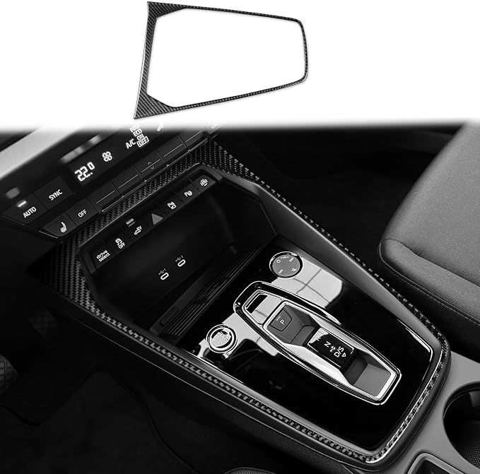Fit for Audi A3 8Y S3 2021-2025 Real Carbon Fiber Gear Shift Stickers | Trim Gear Shift Surround Center Console Decorations | Accessories | Self-adhesive | Thick Overlay