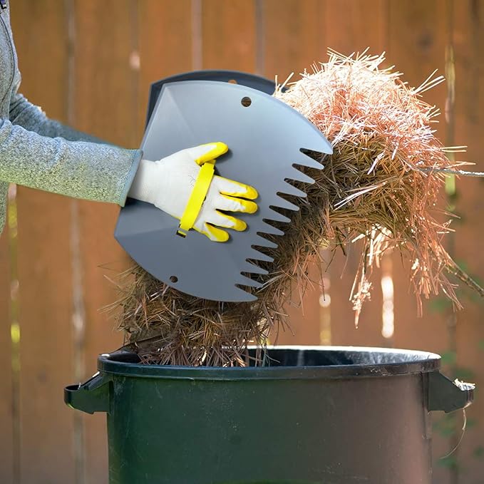 Jardineer Leaf Scoops Hand Rake, Lightweight Leaf Grabber,Grey Leaf Collector, Leaf Picker Upper for Leaves, Grass, Lawn Clippings, Twigs or Debris (2 Pack)