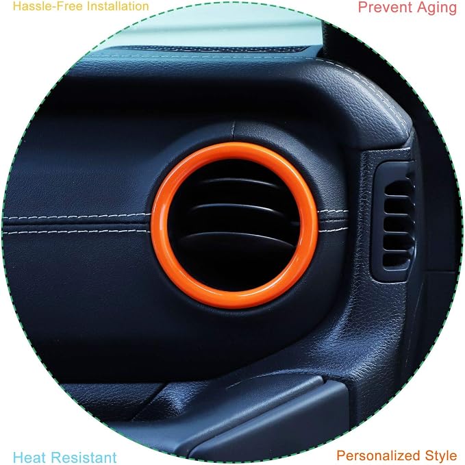 JeCar Interior Trim Kit Dashboard Air Conditioner Vent Ring Interior Accessories Compatible with Jeep Wrangler 2018-2023 JL & 2020-2023 Gladiator JT, Orange