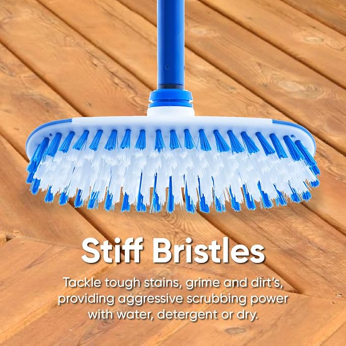 Superio Deck Scrub Brush Head Heavy Duty Stiff Bristles Replacement, Brush Refill with Scraper - Cleans Hot Tub, Swimming Pool, Granite Tiles, Bathroom, Patio, Kitchen, Wall, and Deck, (2)