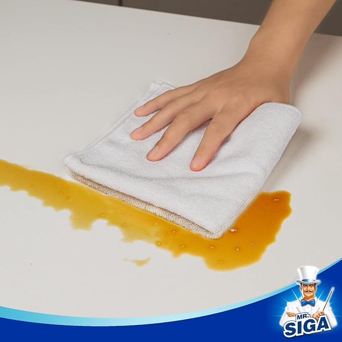 MR.SIGA Microfiber Cleaning Cloths, Streak Free Microfiber Towels, 12 Pack | All-purpose microfiber cloths, ultra absorbent, reusable household cleaning towels, White 32 x 32 cm(12.6 x 12.6 inch)