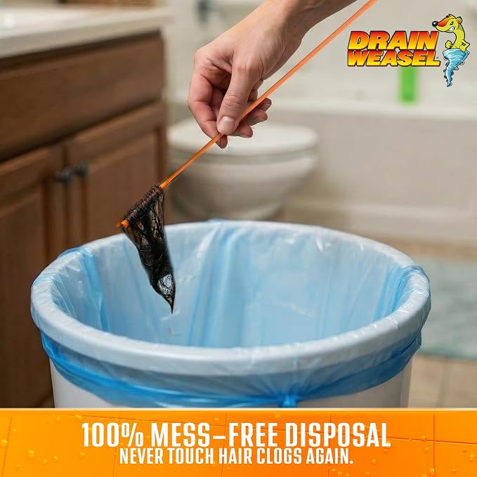 FlexiSnake Drain Weasel Refill for Sink Snake Hair Clog Remover, 5 Pack | Pipe, Bathroom, Bathtub Drain Cleaner, 18" Wands, Made in The USA