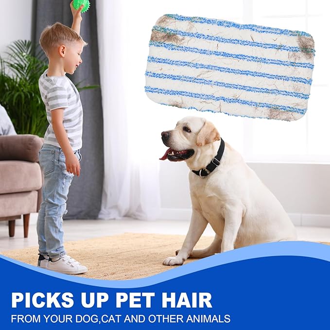 2-Pack Reusable Microfiber mop Pads, Compatible with Oceda 15x8 inch Flat mop, Wet and Dry use, deep Cleaning (mop Handle not Included).