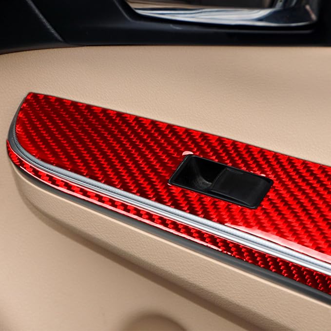 Real Carbon Fiber Trim for Toyota Camry Accessories | for 2012 2013 2014 Rear Door Lift Control Window Power Switch Button Panel Interior Thick Overlay Decal