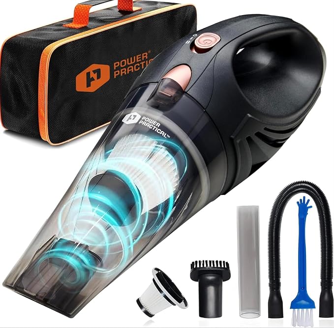 Power Practical Handheld Cordless Vacuum, Portable Car Cleaner with Strong Suction