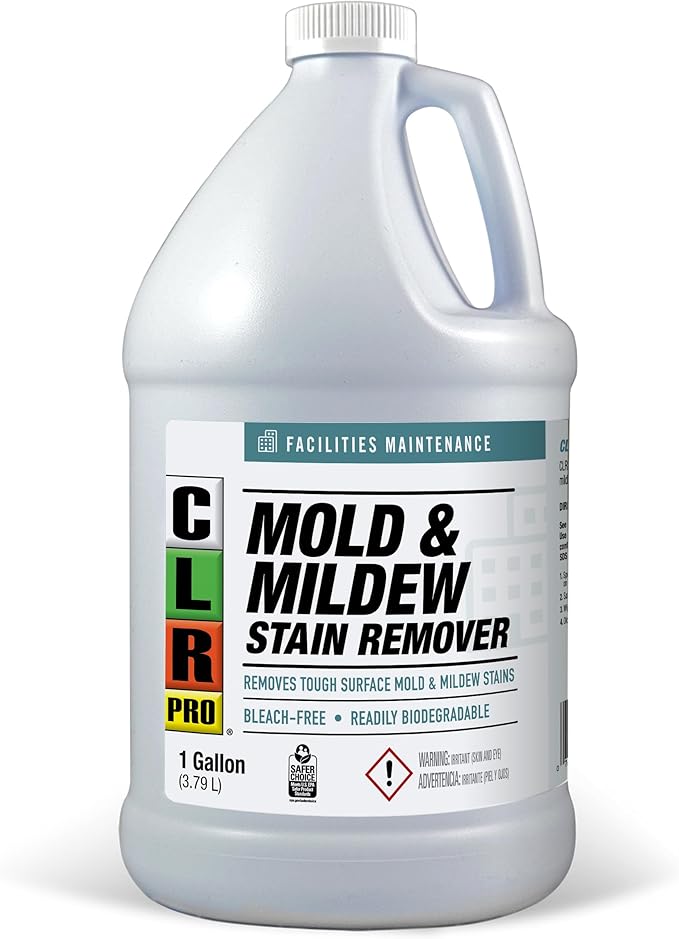 CLR PRO Heavy Duty Bleach-Free Mold & Mildew Stain Remover - Works on Tile, Wood, Concrete, Glass, and More, 1 Gallon Bottle