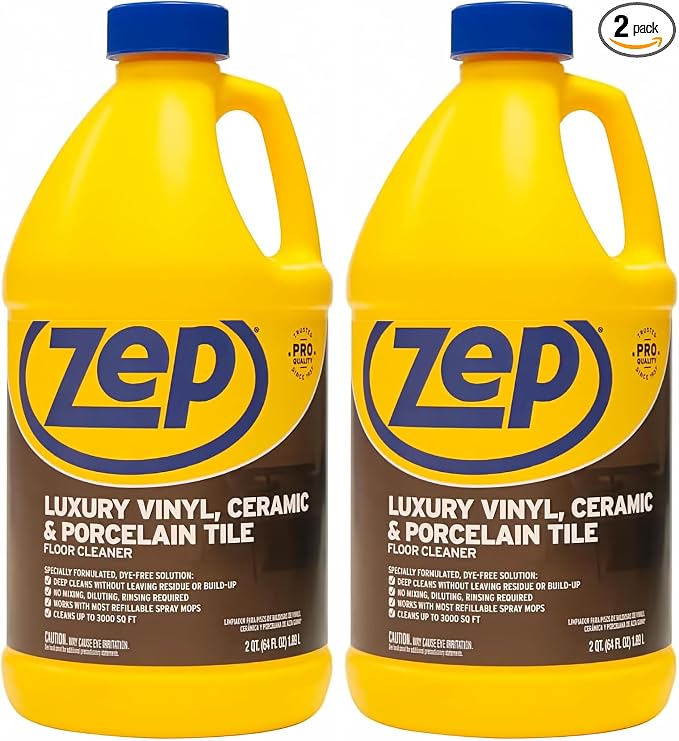 Zep Luxury Vinyl, Ceramic and Porcelain Floor Cleaner - 64 oz. ZULVCP64 Safe for Grout, Pro Formula (Pack of 2)