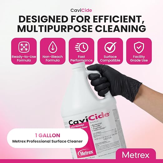 Metrex CaviCide Germicidal Surface Disinfectant Cleaner – EPA-Registered Quaternary Ammonium – Kills Flu Virus, Bacteria & Fungi – Hospital-Grade for Medical, Dental & Lab – 1 Gallon, Pack of 4 (Case)