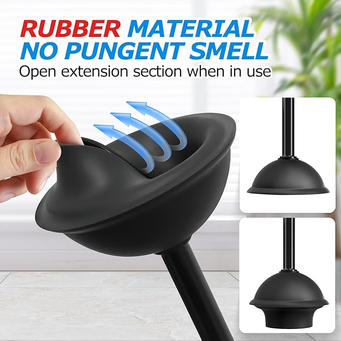 FORASTO 2Pack 2 in 1 Toilet Brush and Plunger Set, Extended Handle Plunger,Toilet Bowl Brush Plunger Set,Bathroom Cleaning Tools,Toilet Brush Plunger Combo,Cleaning Brush,Cleaning Supplies