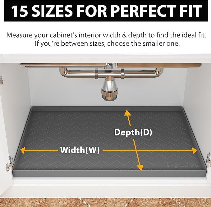 TigeJoy 31" x 19" Under Sink Mats for Kitchen Waterproof, Leak-Proof Silicone Mat Sink Protector and Cabinet Liner, Kitchen Essentials Organizer and Storage, Boot or Shoe Tray, Pet Feeding Mat